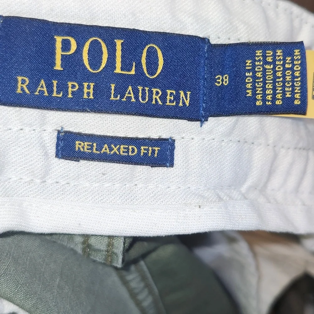 Polo Ralph Lauren Mens 38 Relaxed Fit Patchwork Cargo Shorts Olive Green Cotton